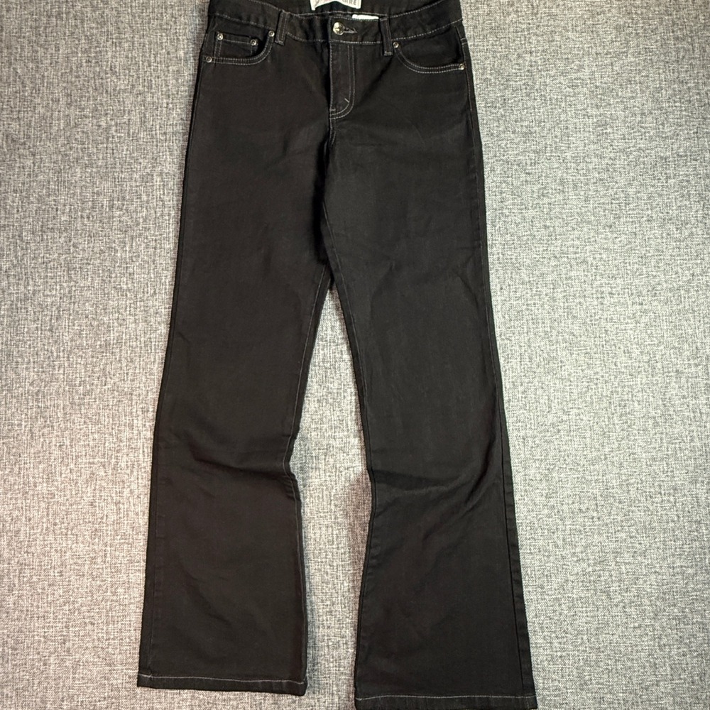 Faded Glory Jeans Womens Black Stretch Flare Denim Pants | 16 Reg